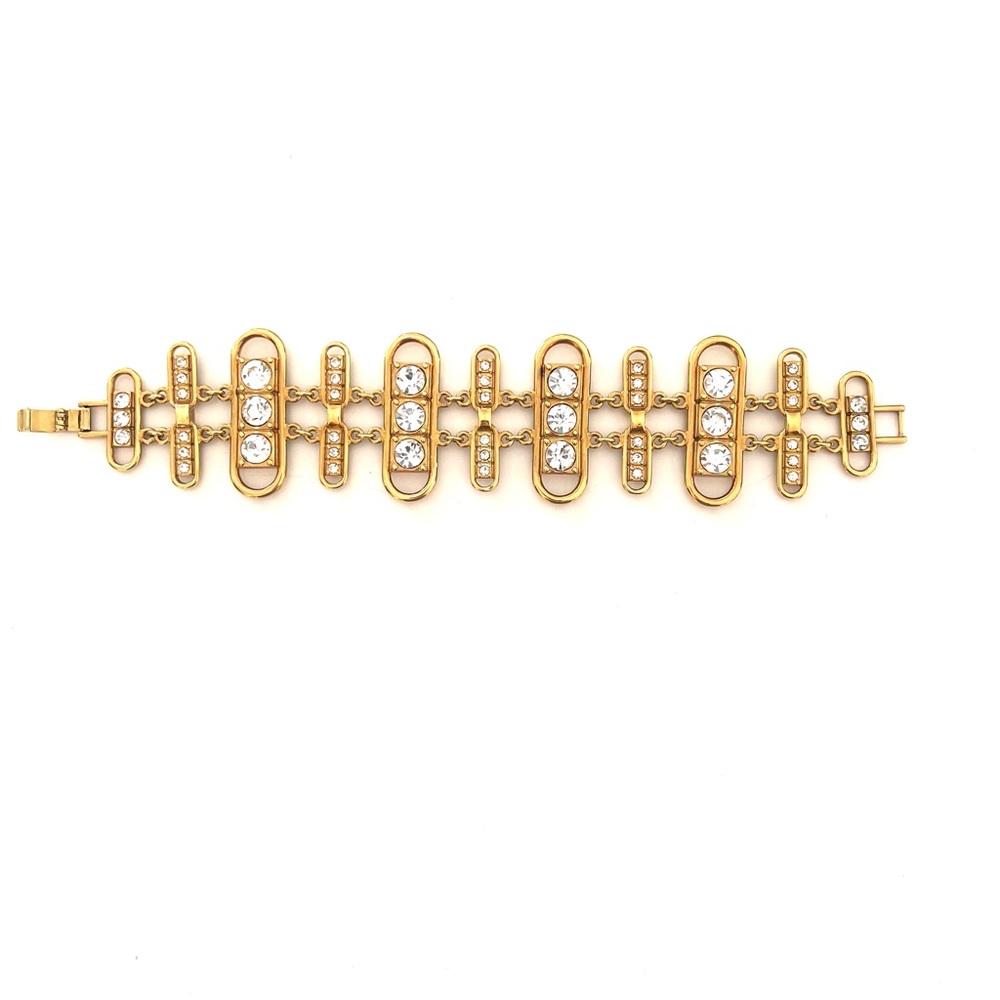 Ann Taylor Gold and Crystal Art Deco Bracelet